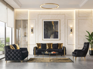 Florence Black Velvet Sofa 88