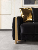 Florence Black Velvet Sofabed 88"