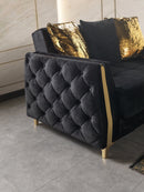 Florence Black Velvet Loveseat 64.5"