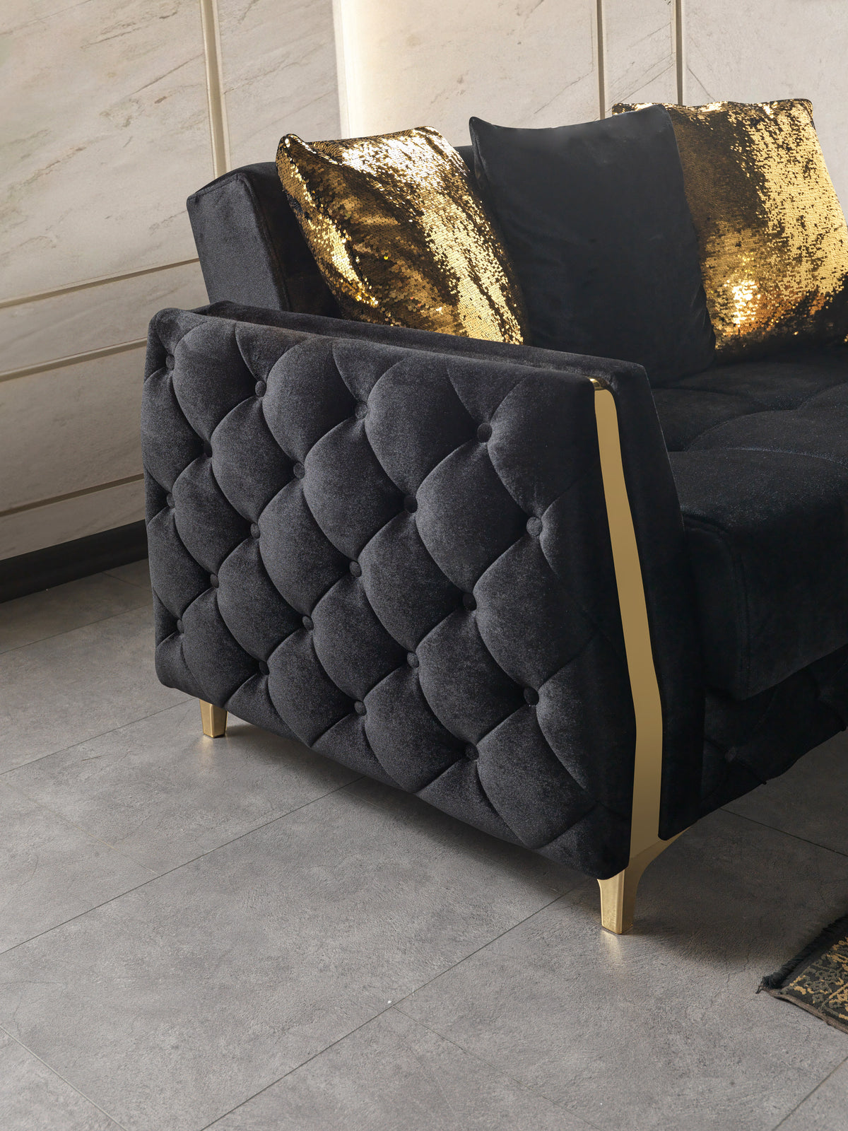 Florence Black Velvet Sofabed 88"