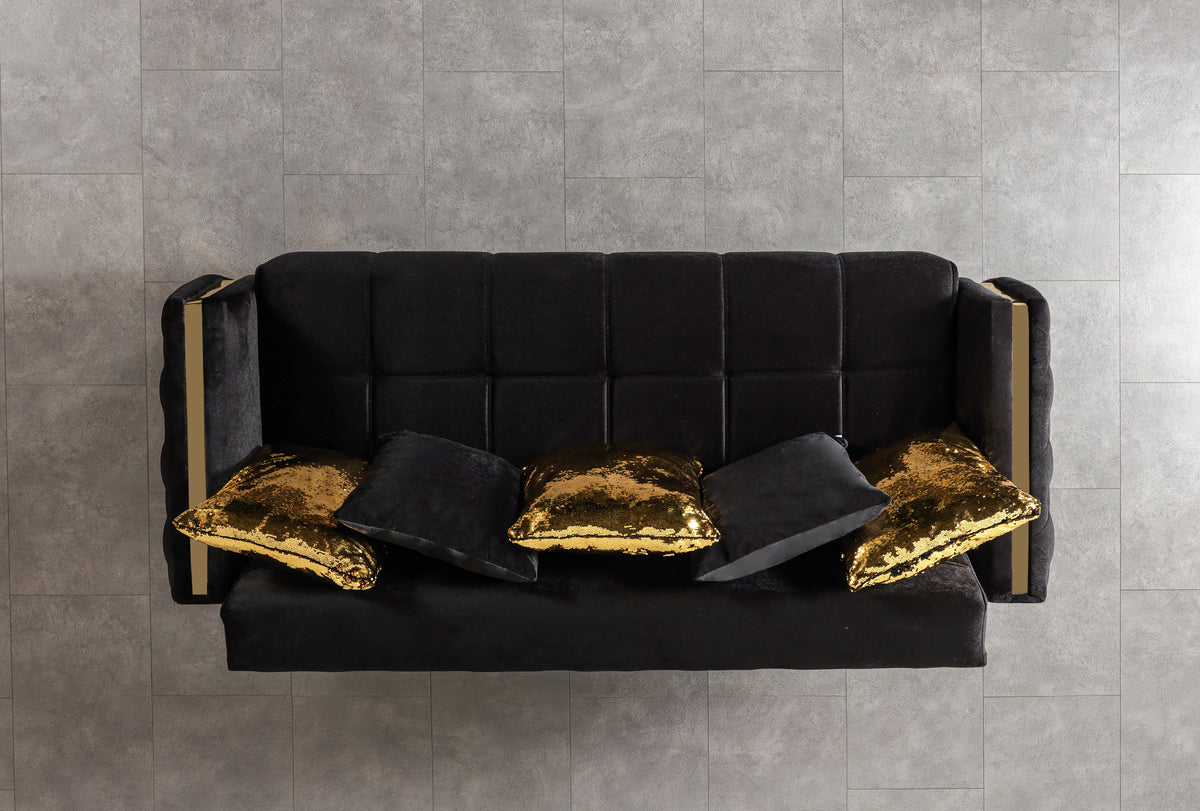 Florence Black Velvet Sofabed 88"