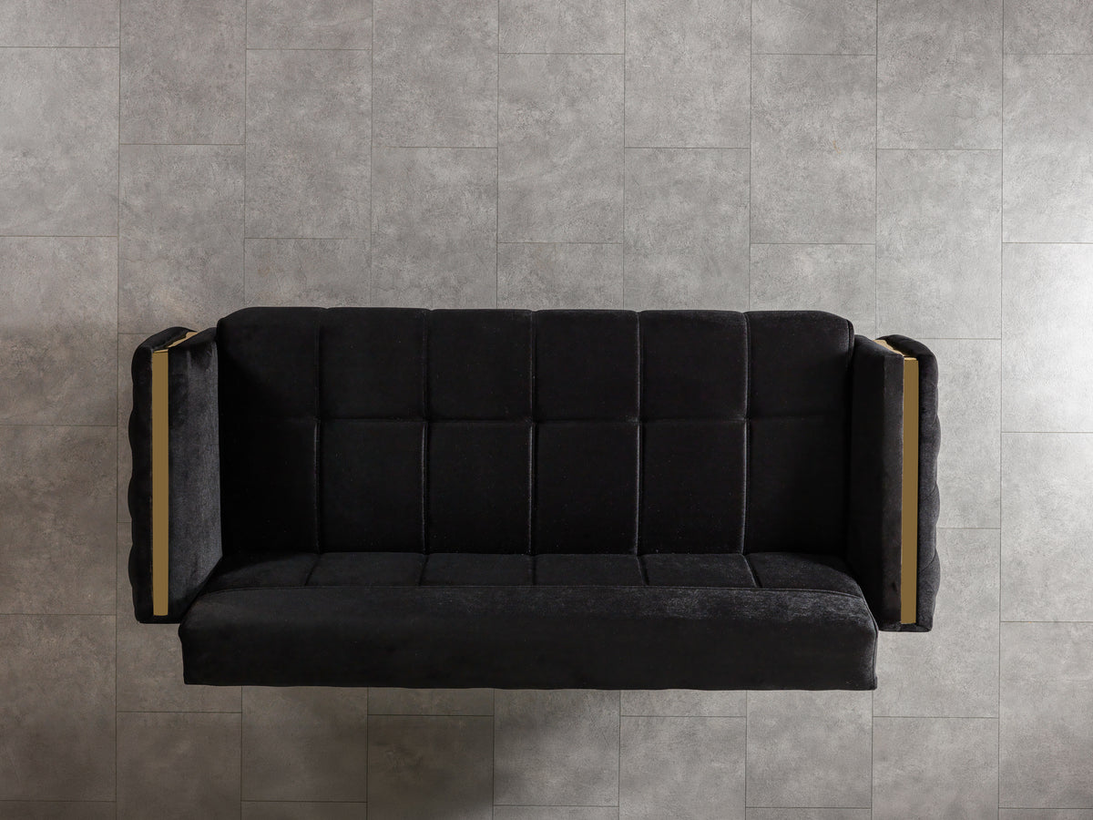 Florence Black Velvet Sofabed 88"
