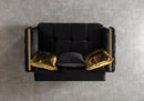 Florence Black Velvet Loveseat 64.5"
