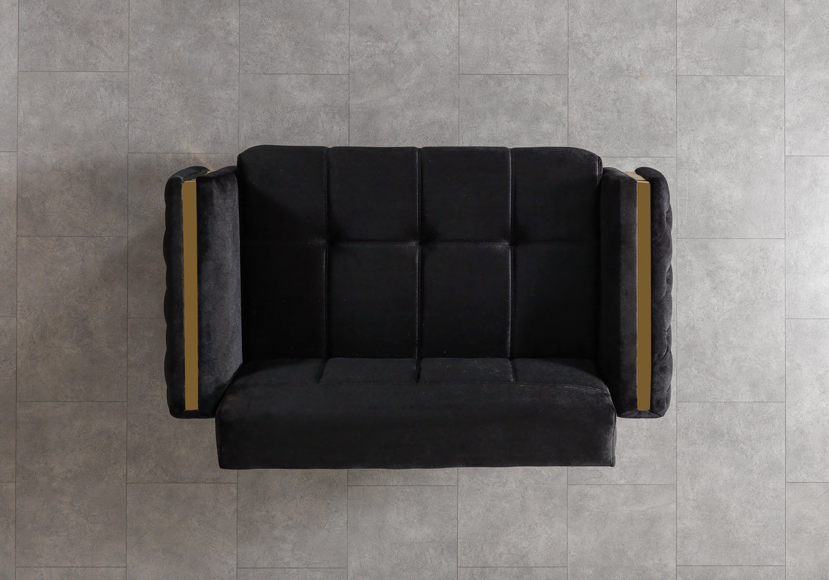Florence Black Velvet Loveseat 64.5"