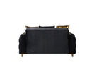 Florence Black Velvet Loveseat 64.5"