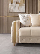 Florence Ivory Velvet Loveseat 64.5"