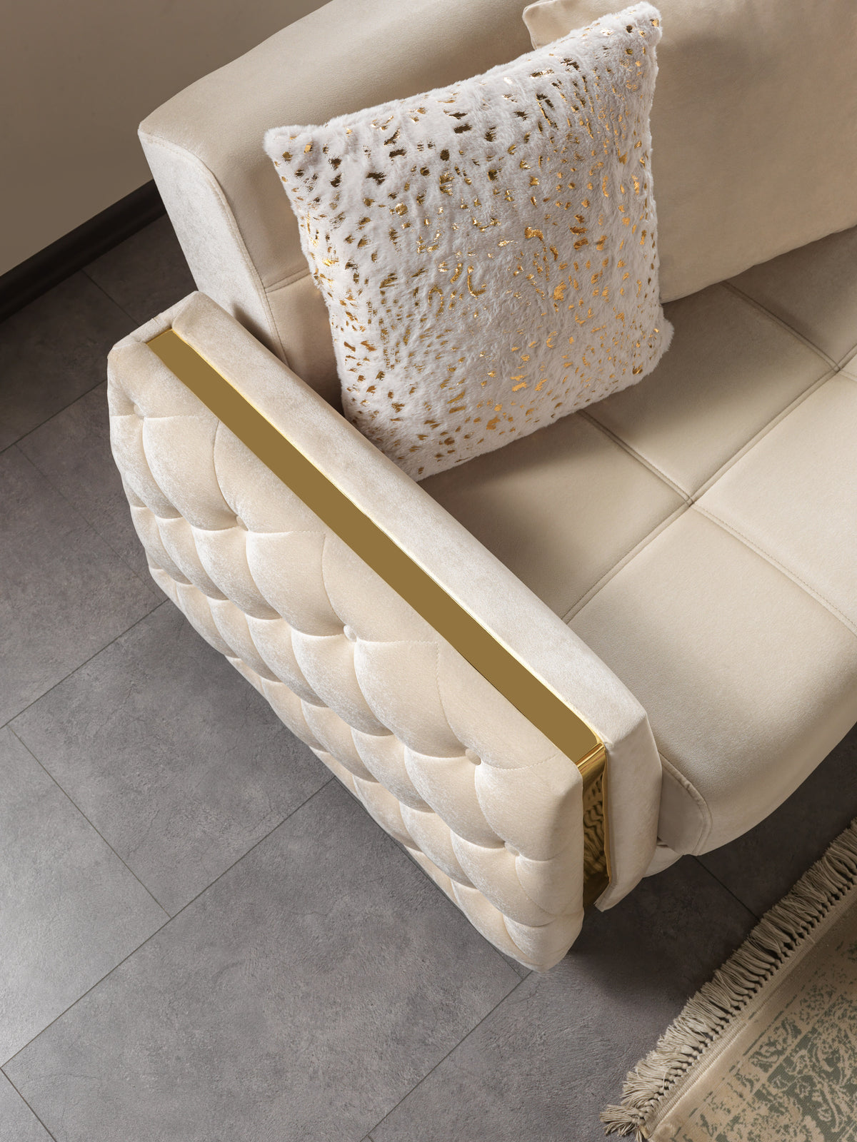 Florence Ivory Velvet Sofabed 88"