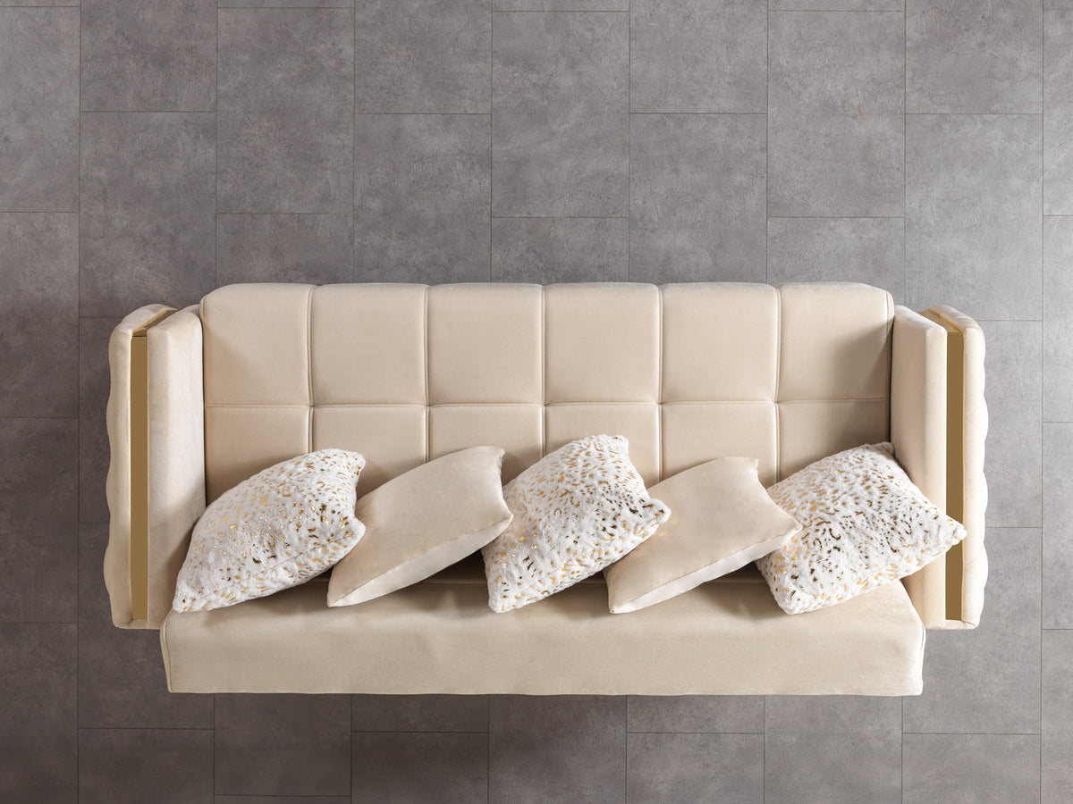 Florence Ivory Velvet Sofabed 88"