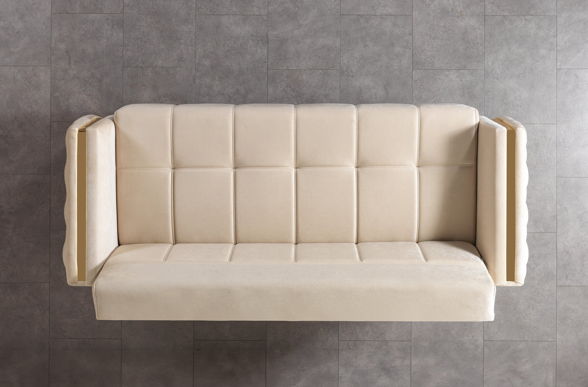 Florence Ivory Velvet Sofabed 88"