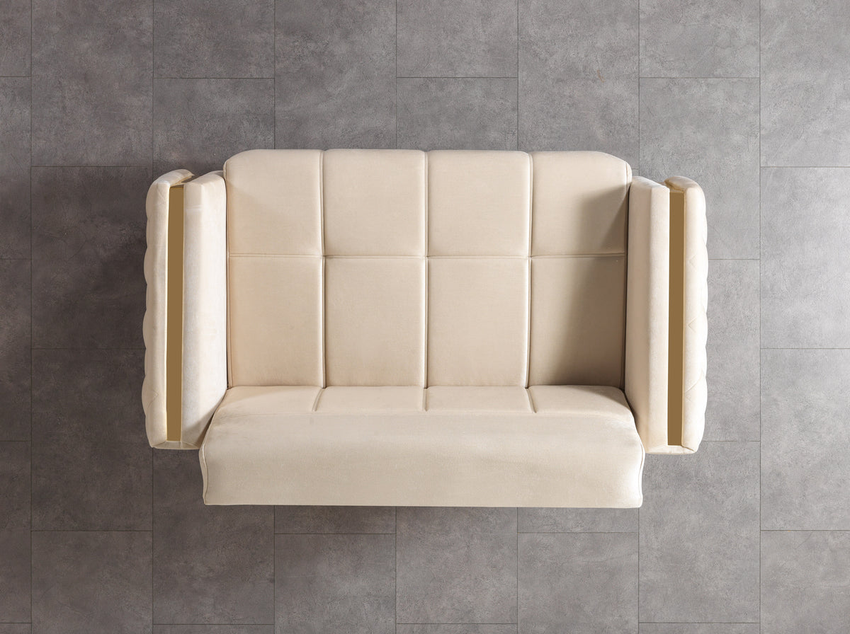 Florence Ivory Velvet Loveseat 64.5"