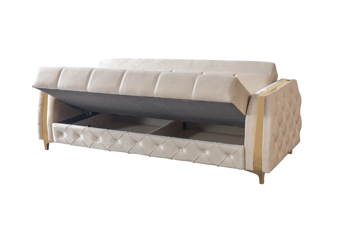 Florence Ivory Velvet Sofabed 88"