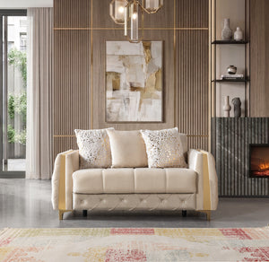 Florence Ivory Velvet Loveseat 64.5