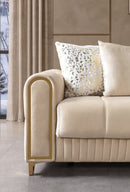 Sandra Ivory Velvet Loveseat 64.5"