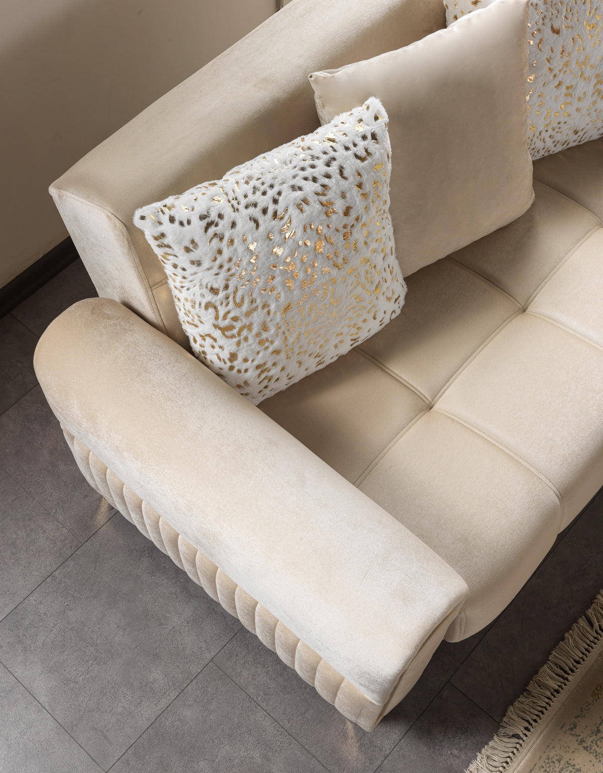 Sandra Ivory Velvet Loveseat 64.5"