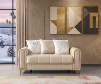 Sandra Ivory Velvet Loveseat 64.5