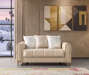 Sandra Ivory Velvet Loveseat 64.5