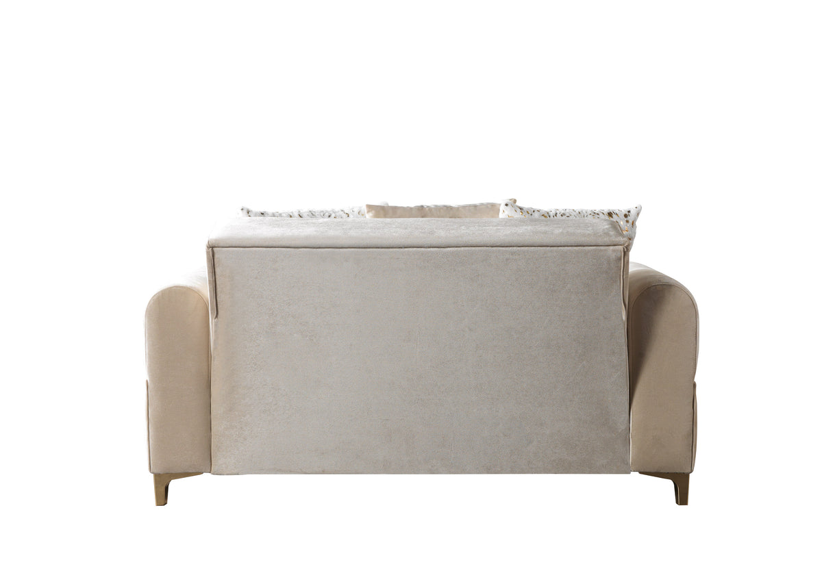 Sandra Ivory Velvet Loveseat 64.5"