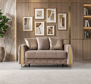 Florence Coffee Velvet Loveseat 64.5