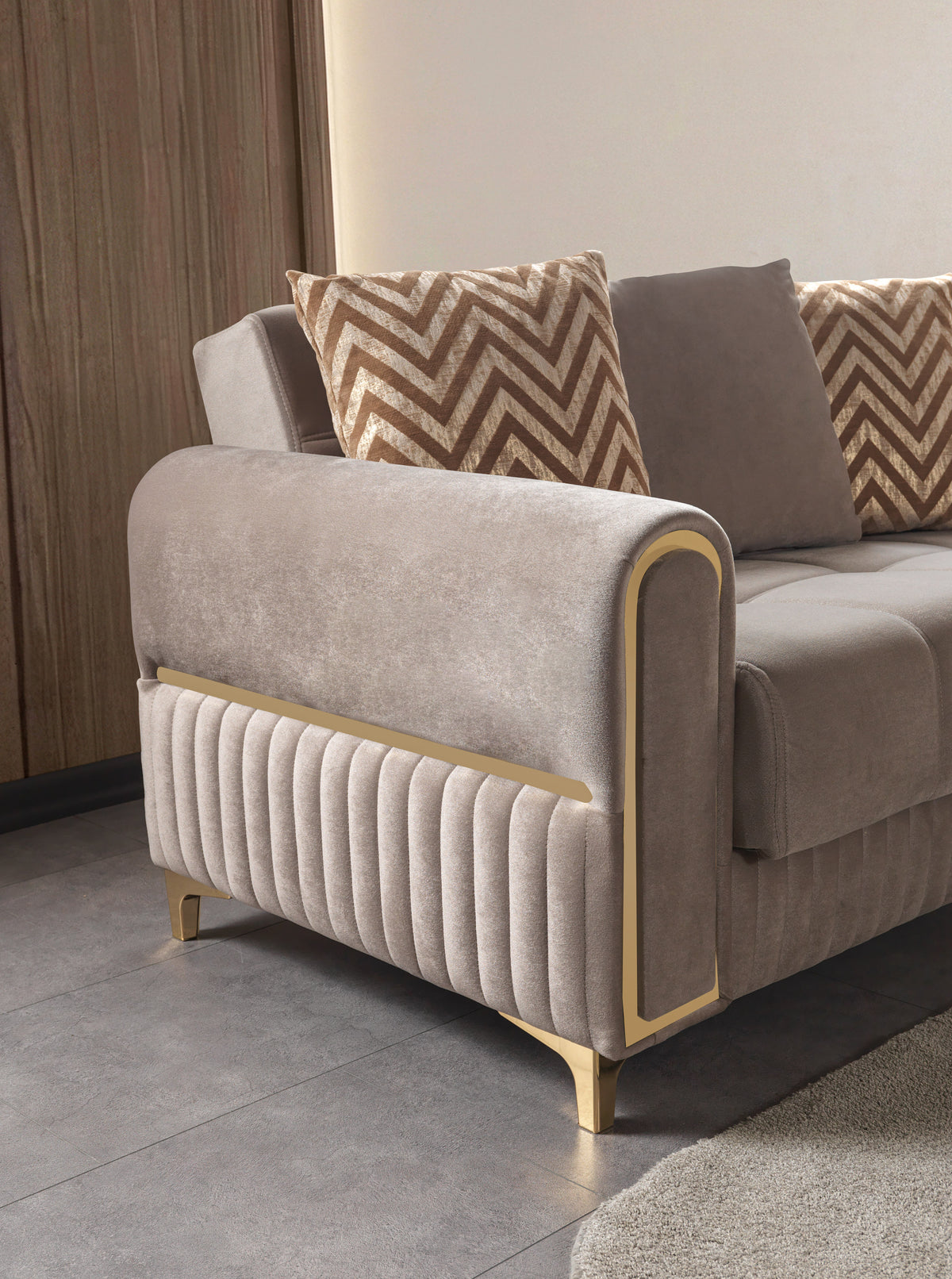 Sandra Coffee Velvet Sofabed 88"