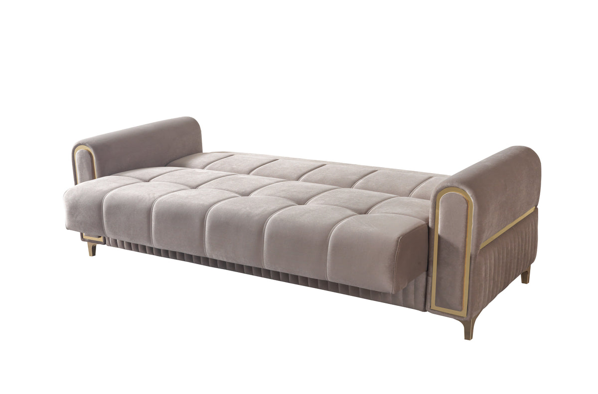 Sandra Coffee Velvet Sofabed 88"