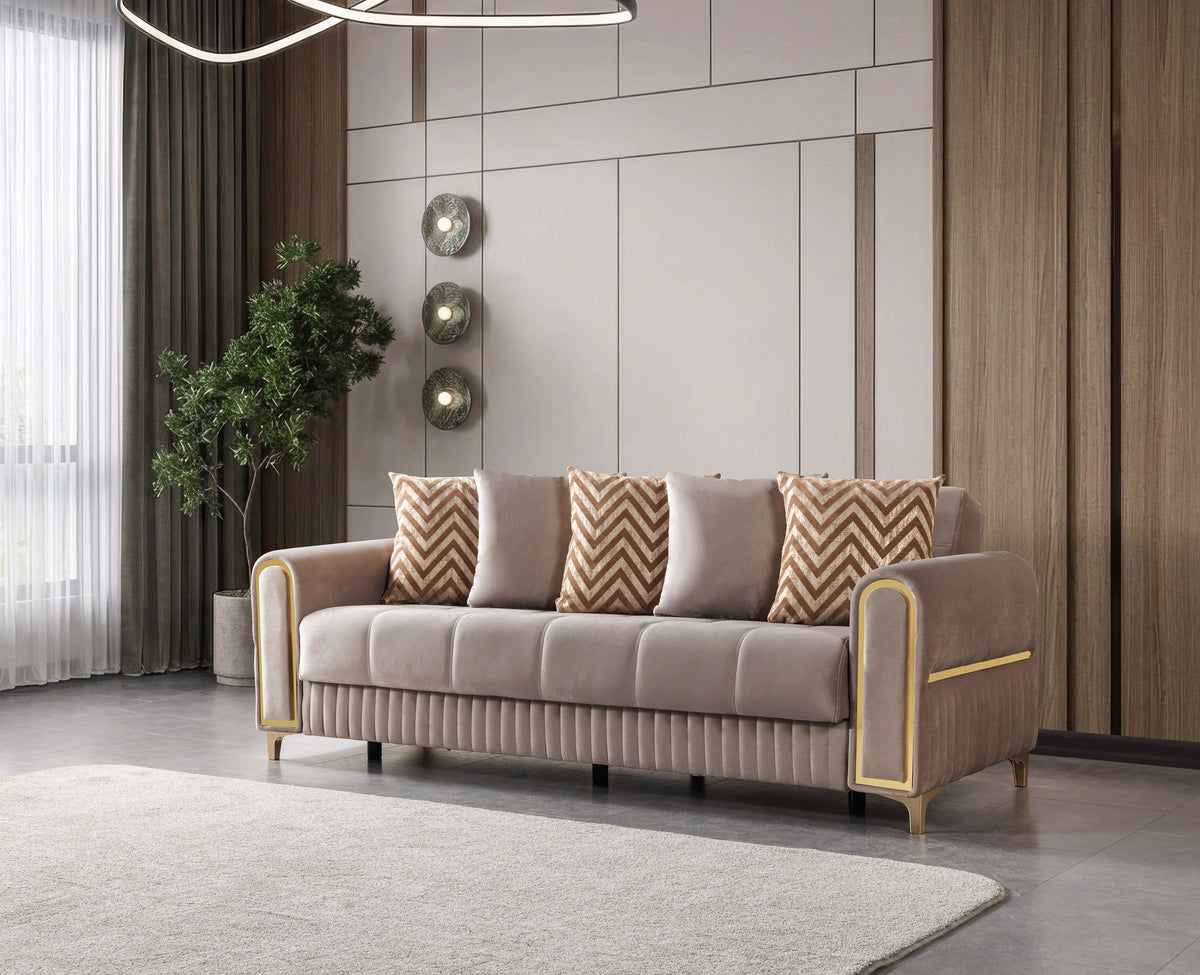 Sandra Coffee Velvet Sofabed 88"