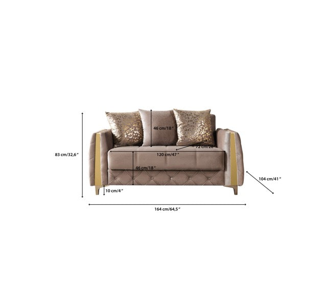 Florence Coffee Velvet Sofa 88" & Loveseat 64"
