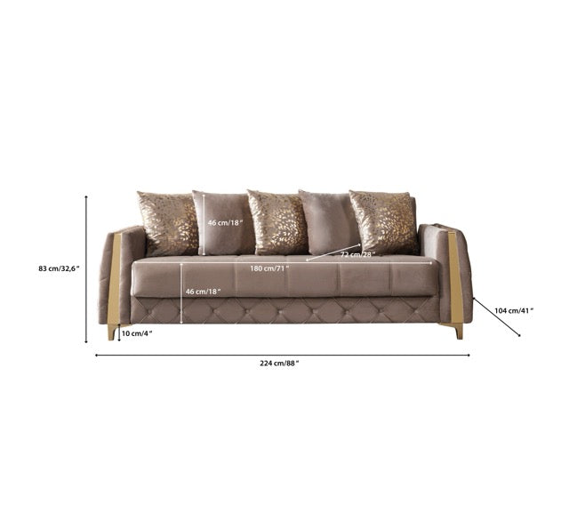 Florence Coffee Velvet Sofabed 88"