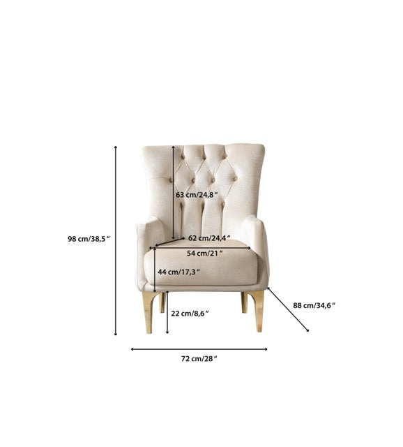 Florence Ivory Velvet Sofa 88" & Loveseat 64"