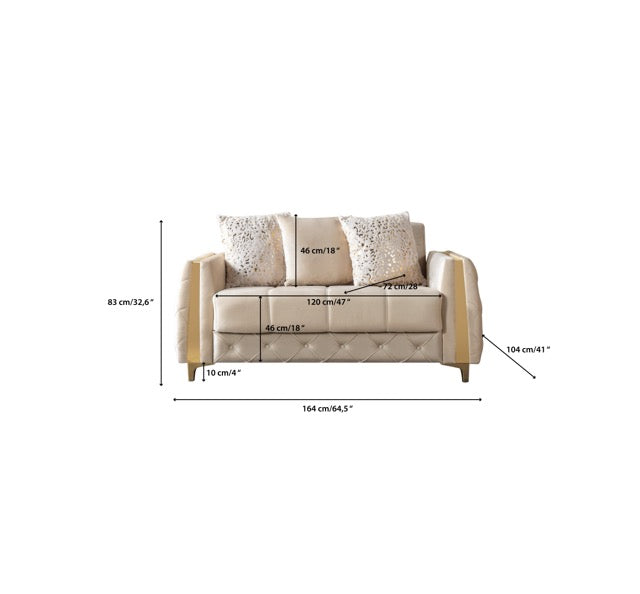 Florence Ivory Velvet Loveseat 64.5"