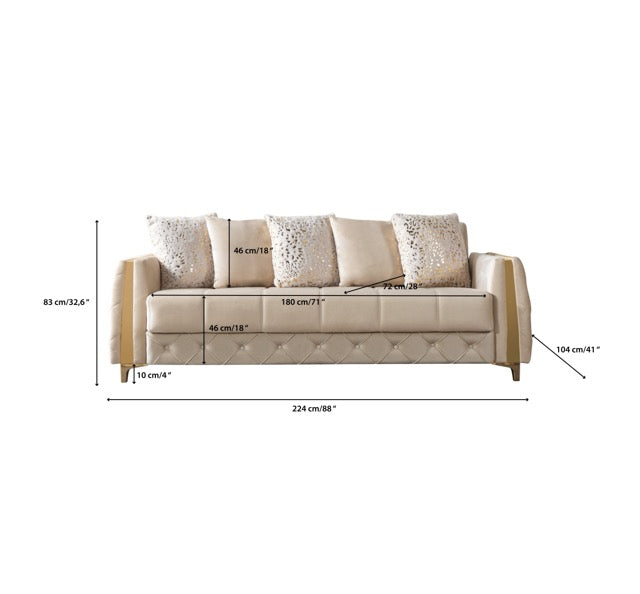 Florence Ivory Velvet Sofabed 88"
