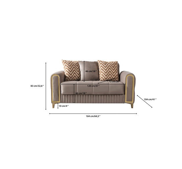 Sandra Coffee Velvet Loveseat 64.5"