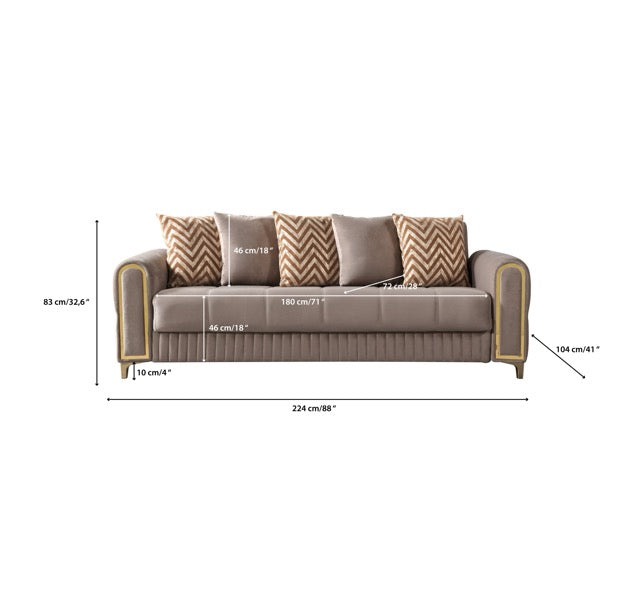 Sandra Coffee Velvet Sofabed 88"