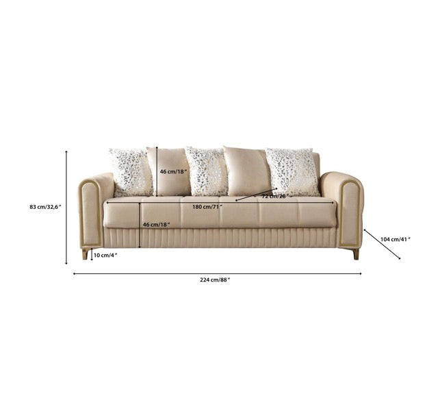 Sandra Ivory Velvet Sofabed 88"