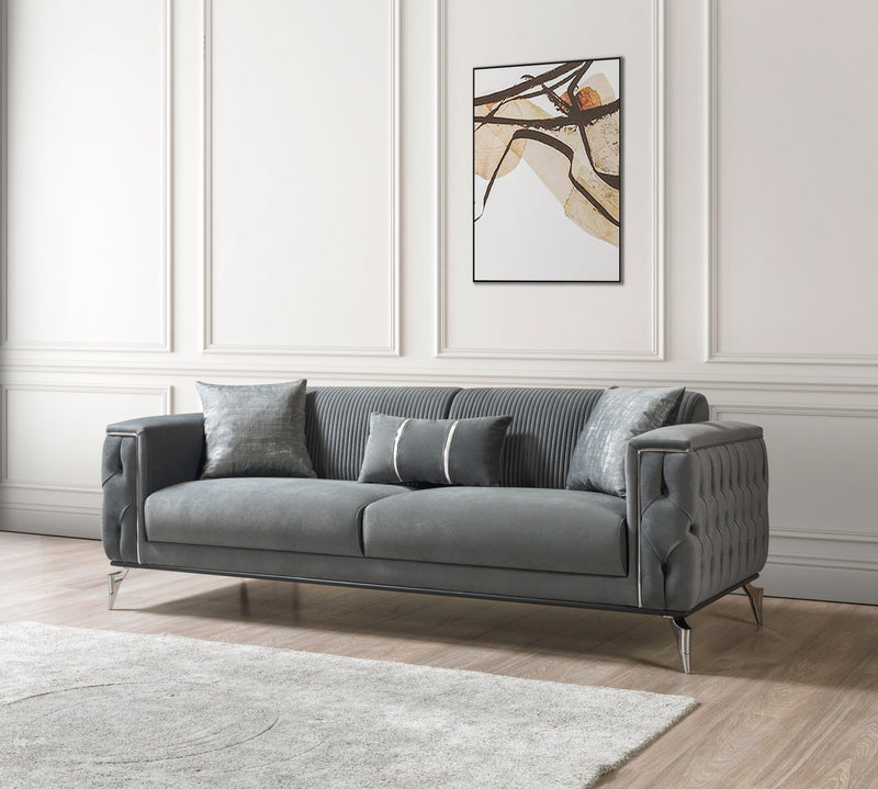Belinda Gray Velvet Sofa 89" & Loveseat 69"