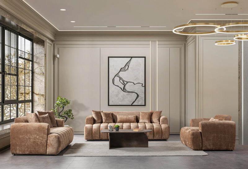 Yulia Coffee Boucle Sofa & Loveseat