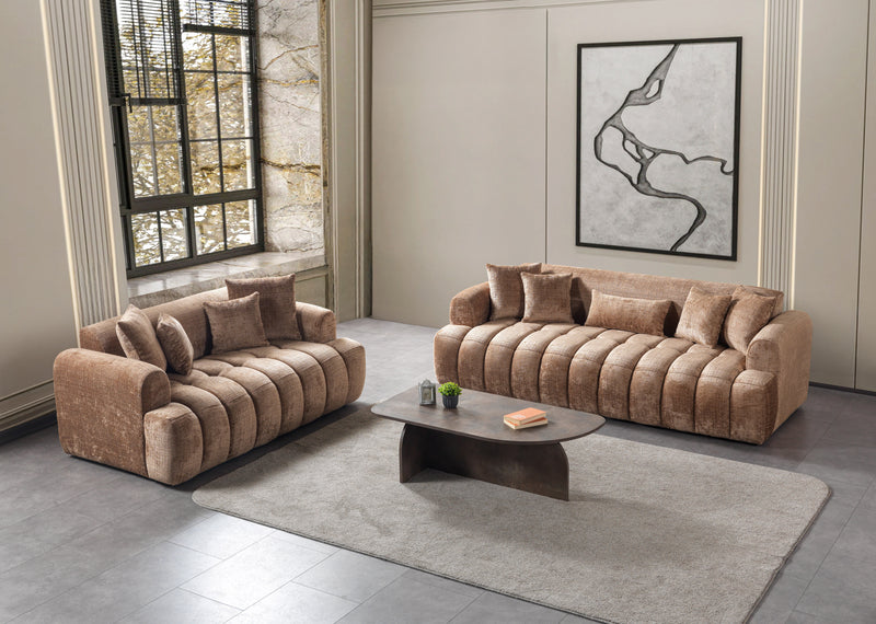 Yulia Coffee Boucle Sofa & Loveseat