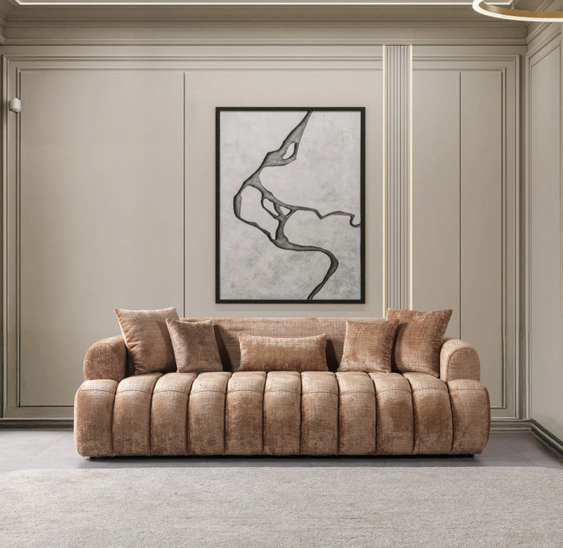 Yulia Coffee Boucle Sofa & Loveseat
