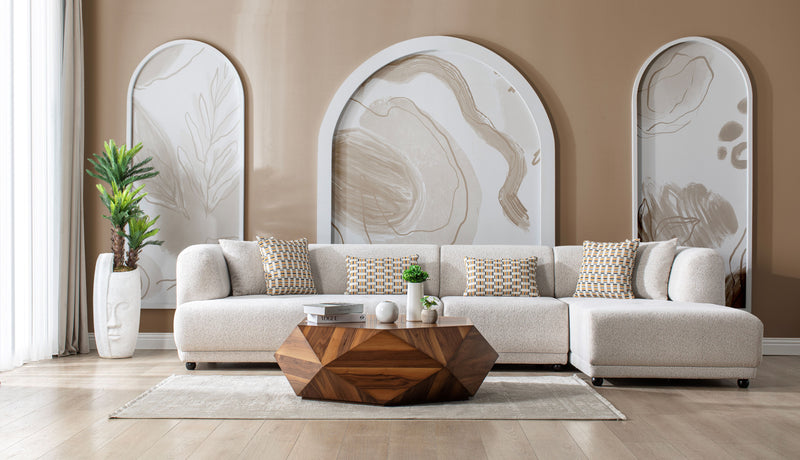 Lyna Ivory 3 Pc 144" RAF Sectional