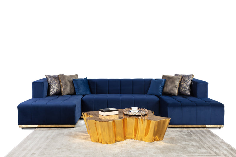 Elisha Navy Velvet Double Chaise 140" Sectional[ETA: 12/15]