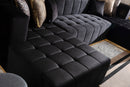 Elisha Black Velvet Double Chaise 140" Sectional [ETA: 4/30]