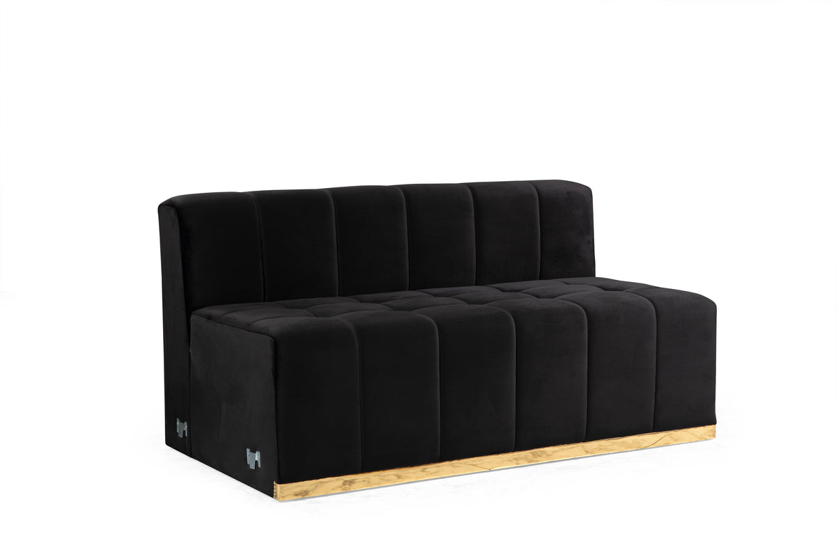 Elisha Black Velvet Double Chaise 130" Sectional