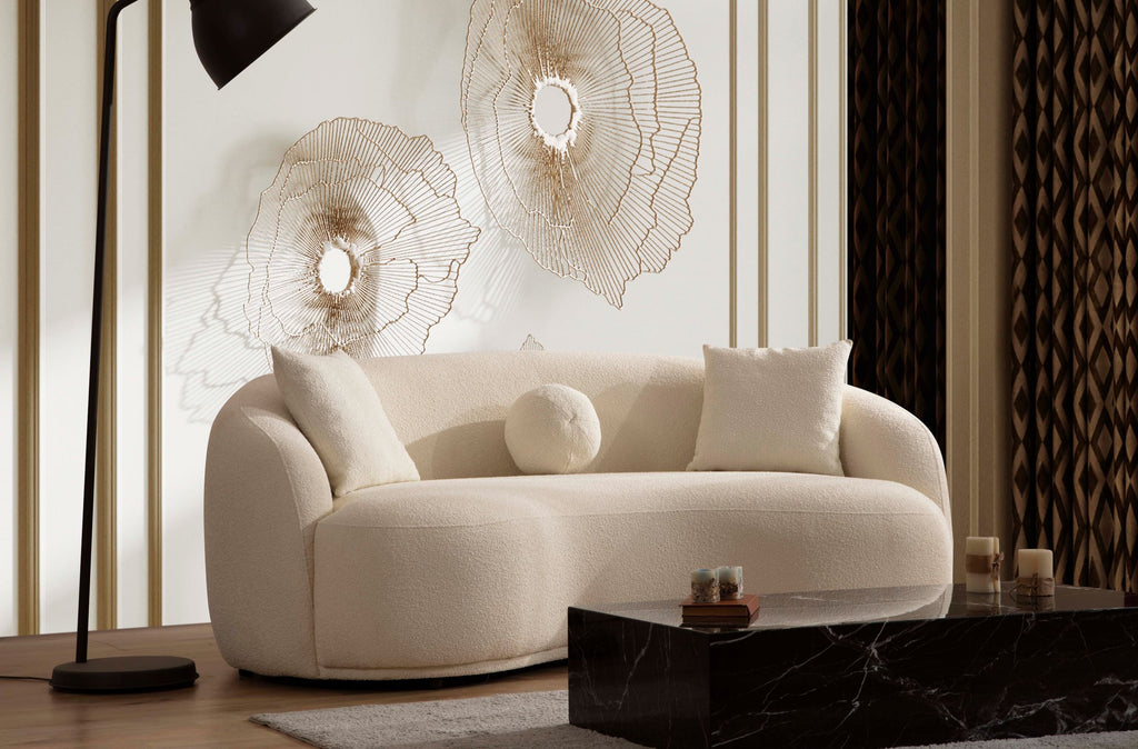 Bonita Ivory Boucle Loveseat 81" – Nova Furniture