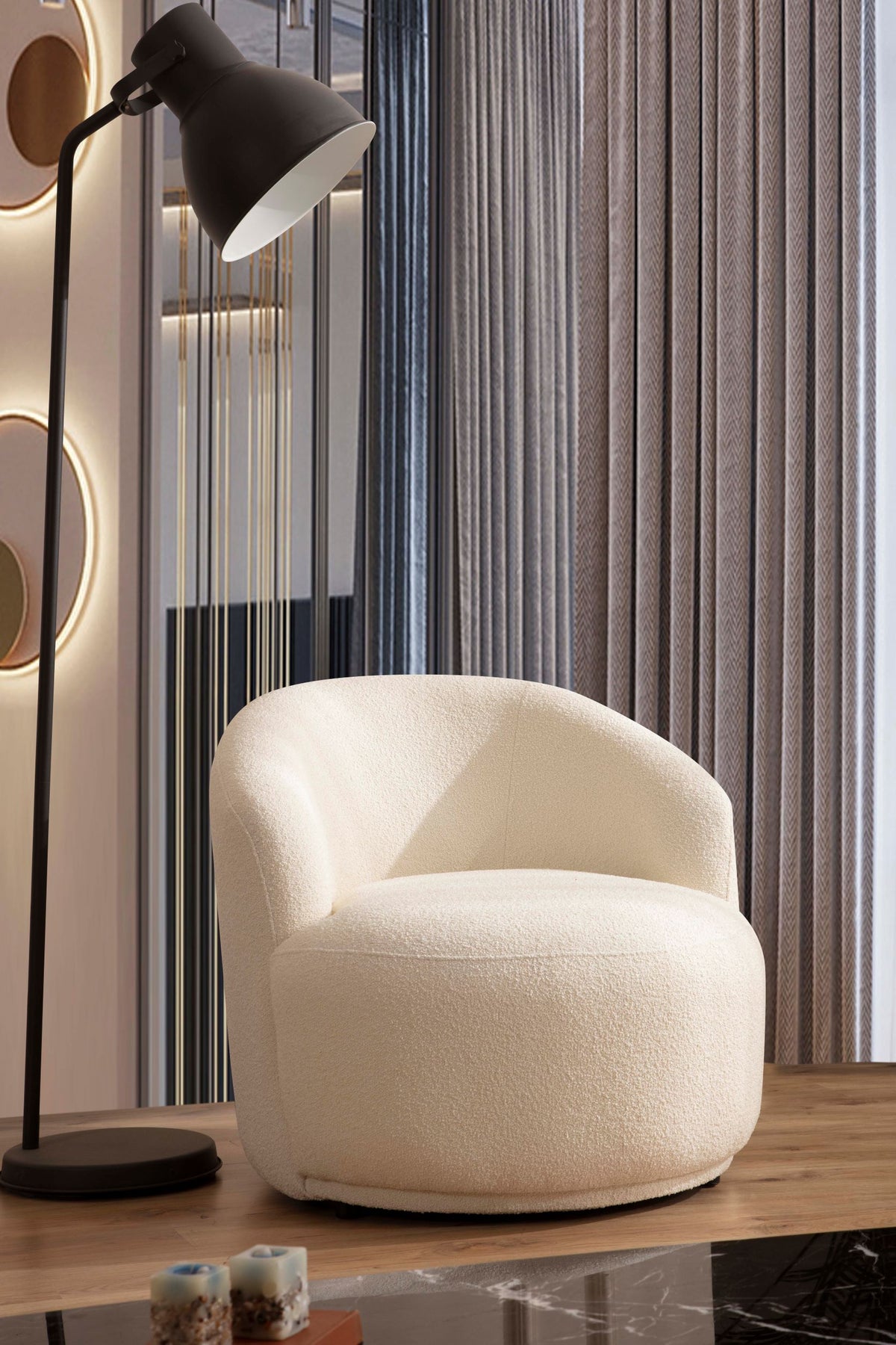 Bonita Ivory Boucle Accent Chair
