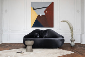 Lips Black Velvet Loveseat