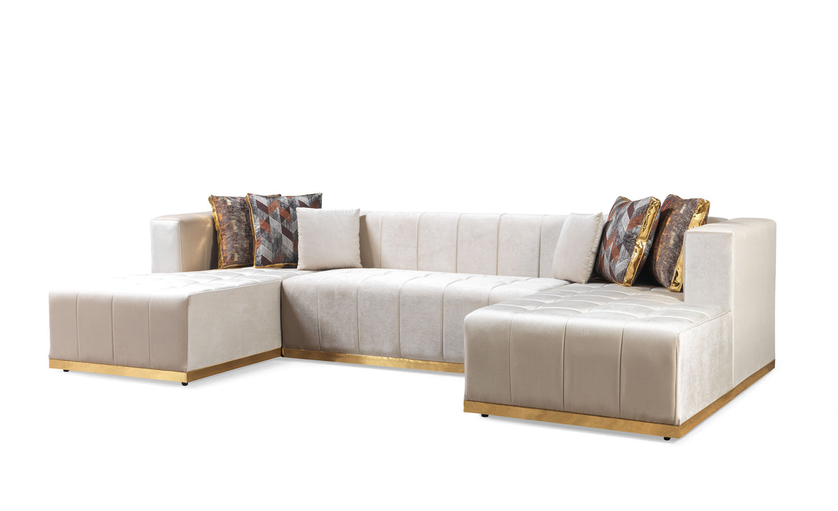 Elisha Ivory Velvet Double Chaise 130" Sectional [ETA: 10/10]