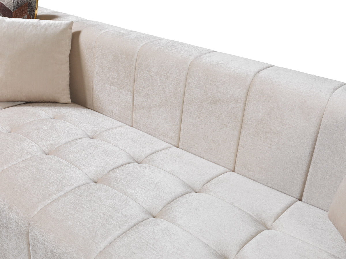 Elisha Ivory Velvet Double Chaise 130" Sectional [ETA: 10/10]