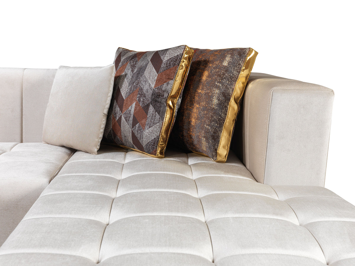 Elisha Ivory Velvet Double Chaise 130" Sectional [ETA: 10/10]
