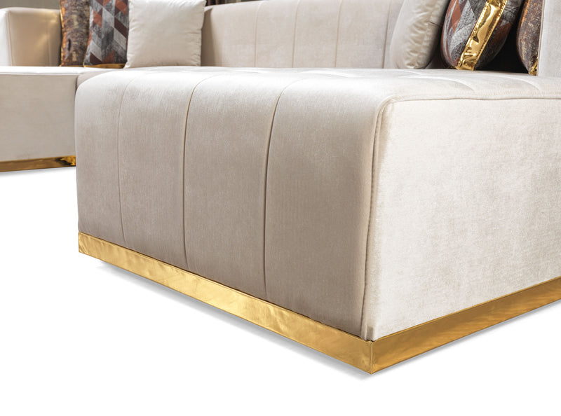 Elisha Ivory Velvet Double Chaise Sectional