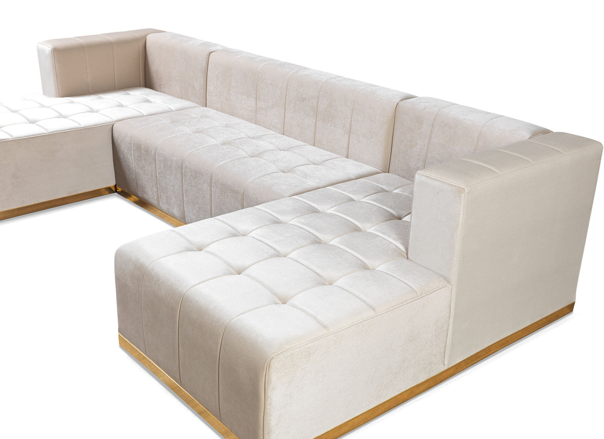 Elisha Ivory Velvet Double Chaise 130" Sectional [ETA: 10/10]