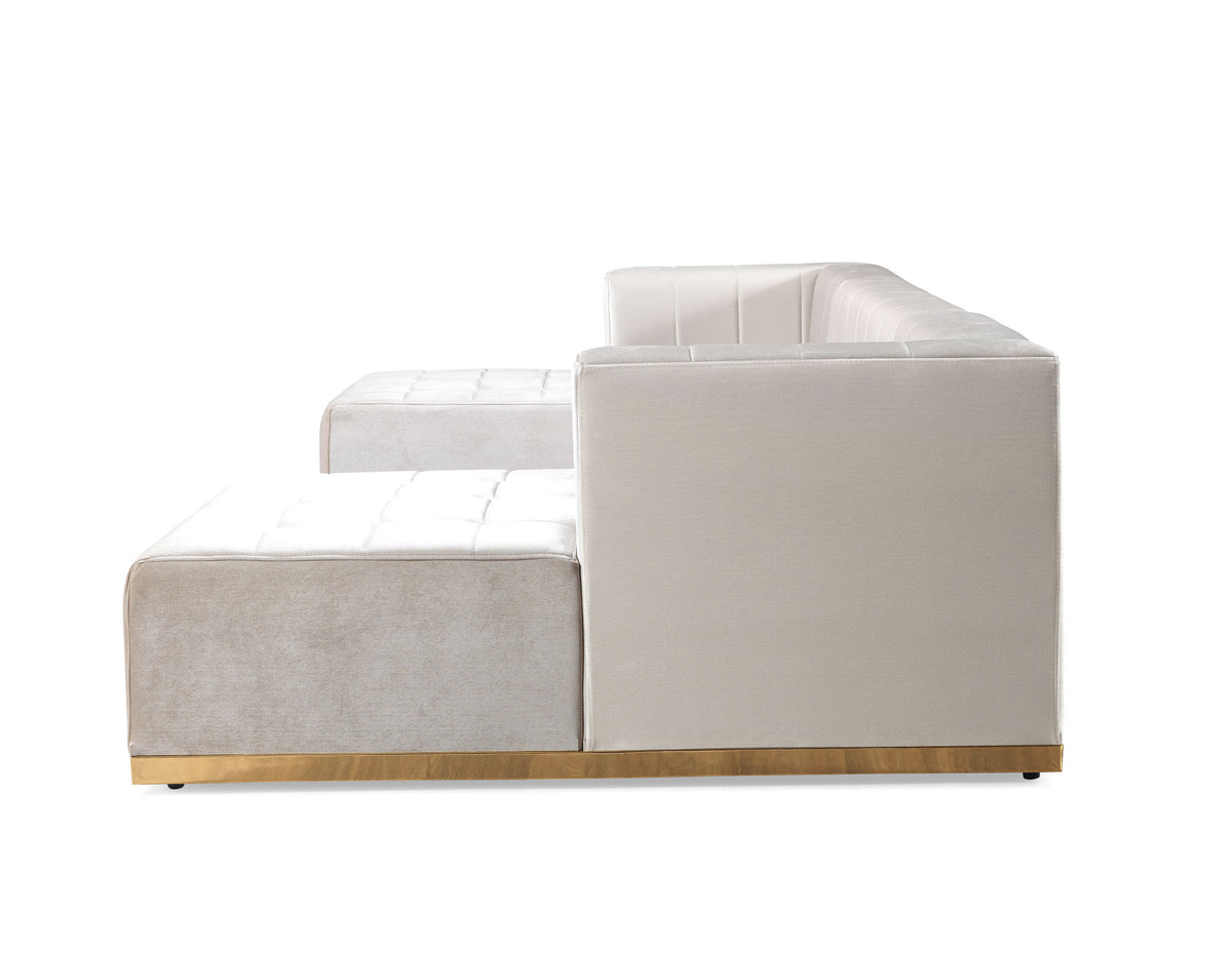 Elisha Ivory Velvet Double Chaise 130" Sectional [ETA: 10/10]
